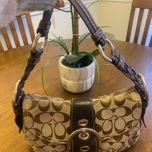 COACH Signature Canvas Handbag - Beige/Brown